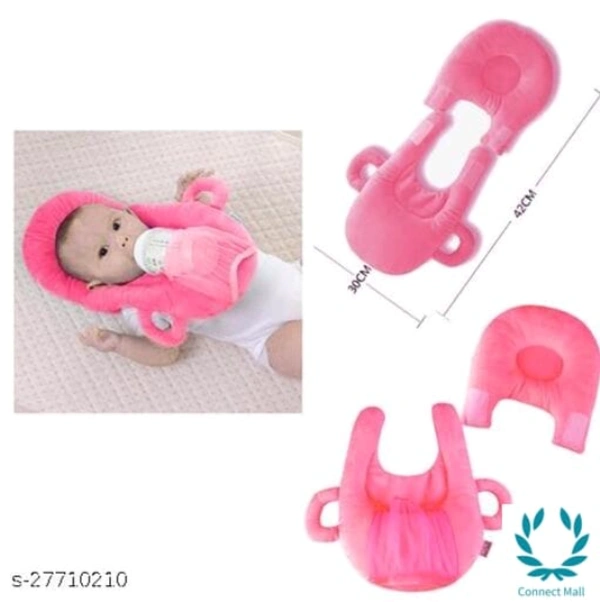 Baby Feeding Nursing Pillow With Bottle Holder - Pink - Free Size, Baby Pink, PolyCotton, Babby Feeding Pillow With Bottle Cover, Pack Of:1